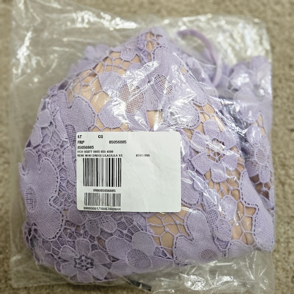 NWT Free People x RUMER Remi Mini Dress Floral Lace Crochet Lilac XS - Picture 10 of 15